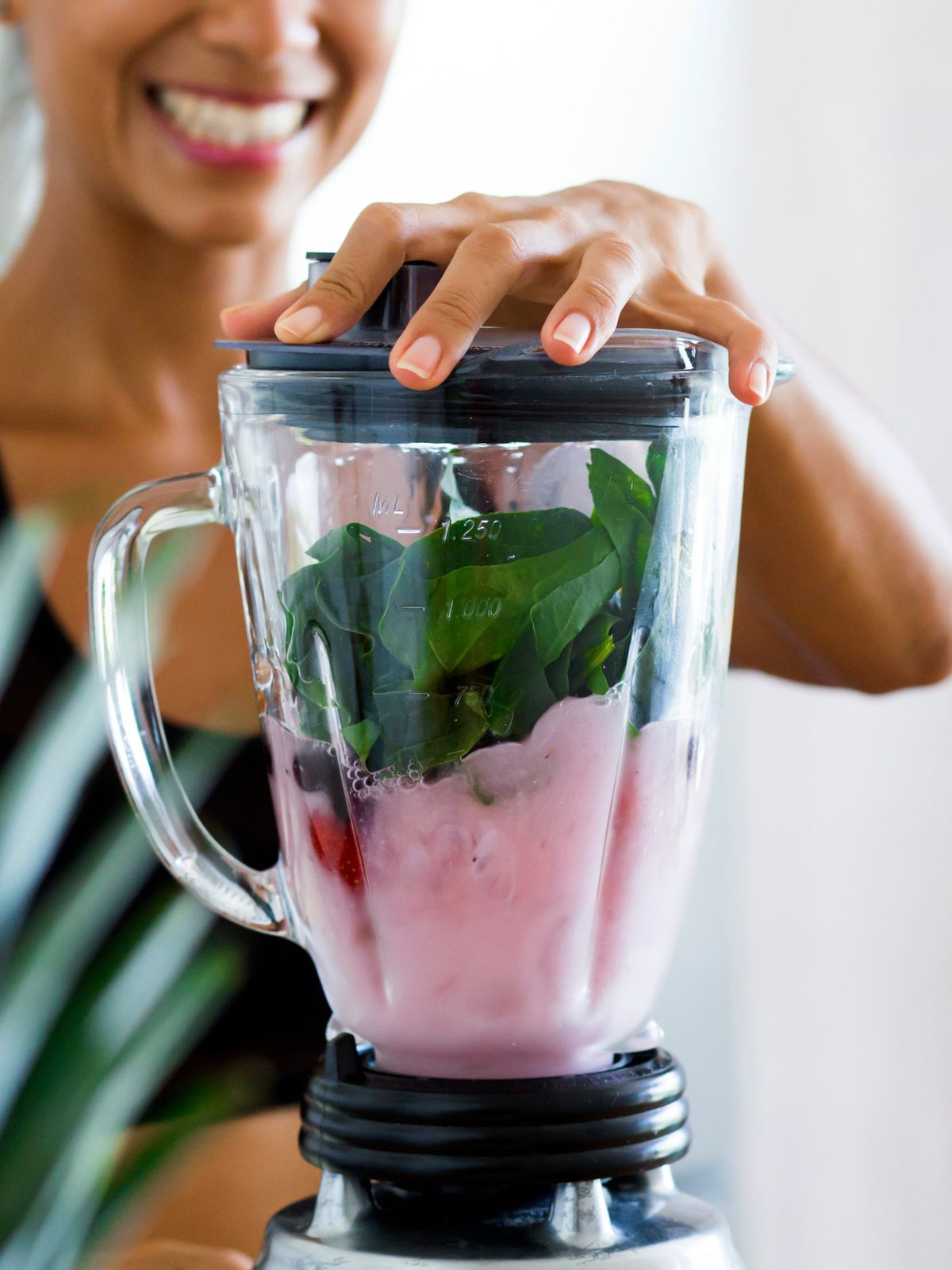 smoothie ingredients in a blender