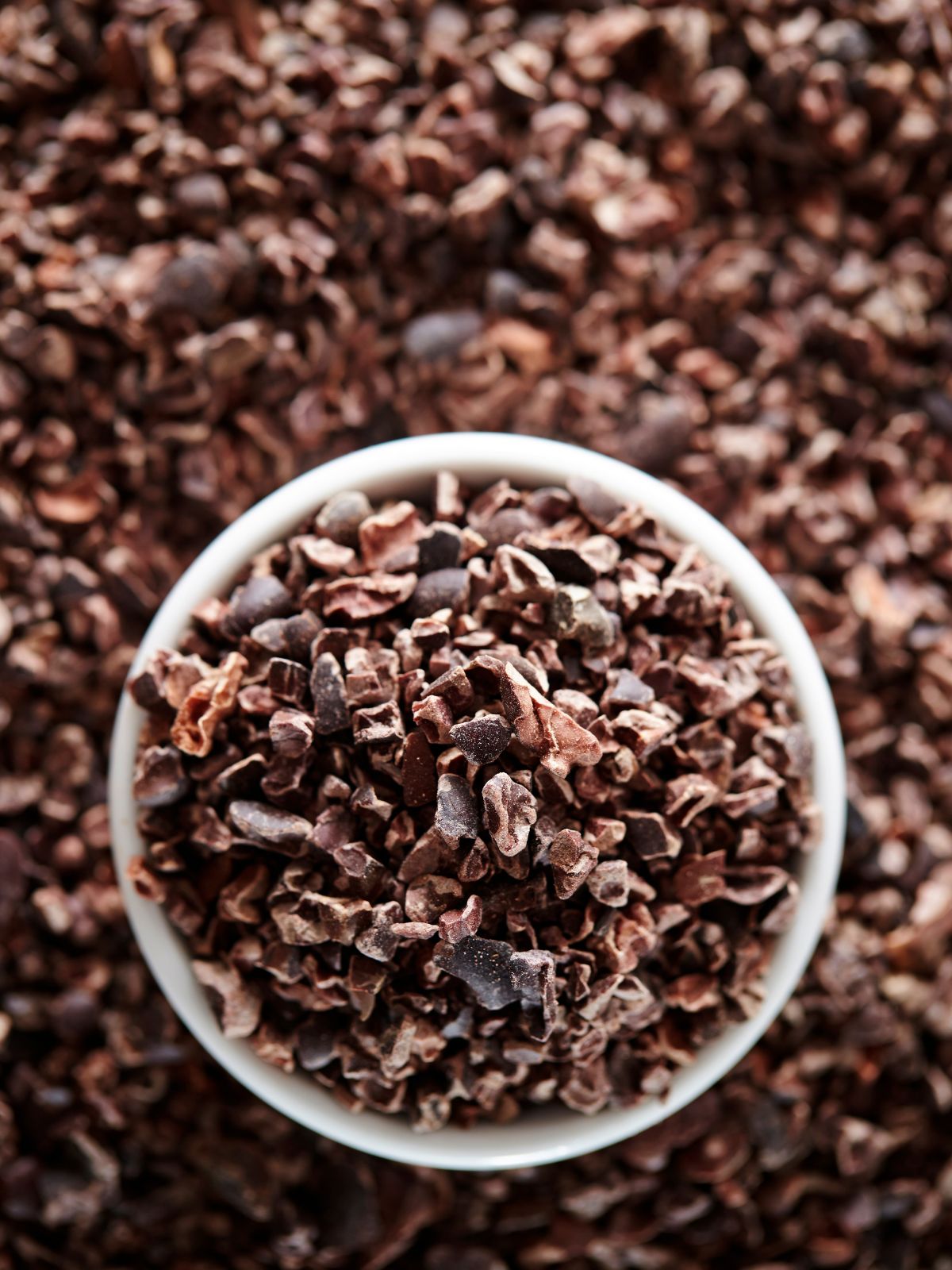 a bowl of cocoa nibs.