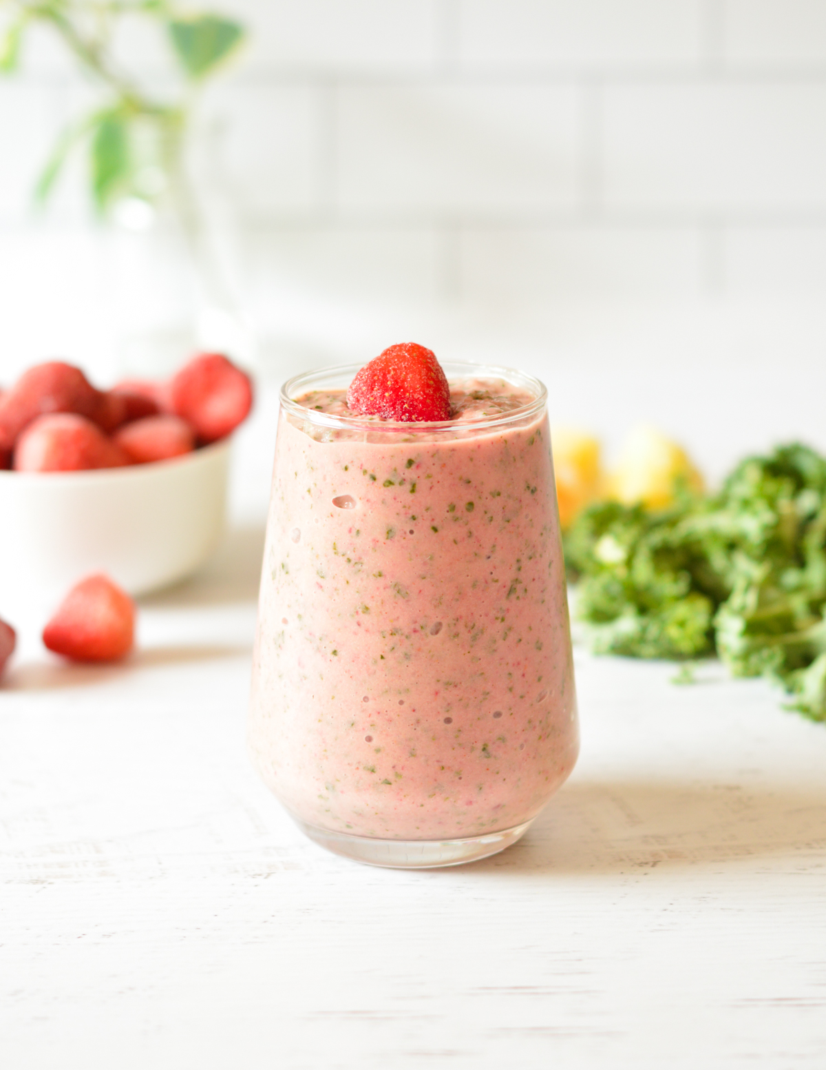 a kale strawberry smoothie. 