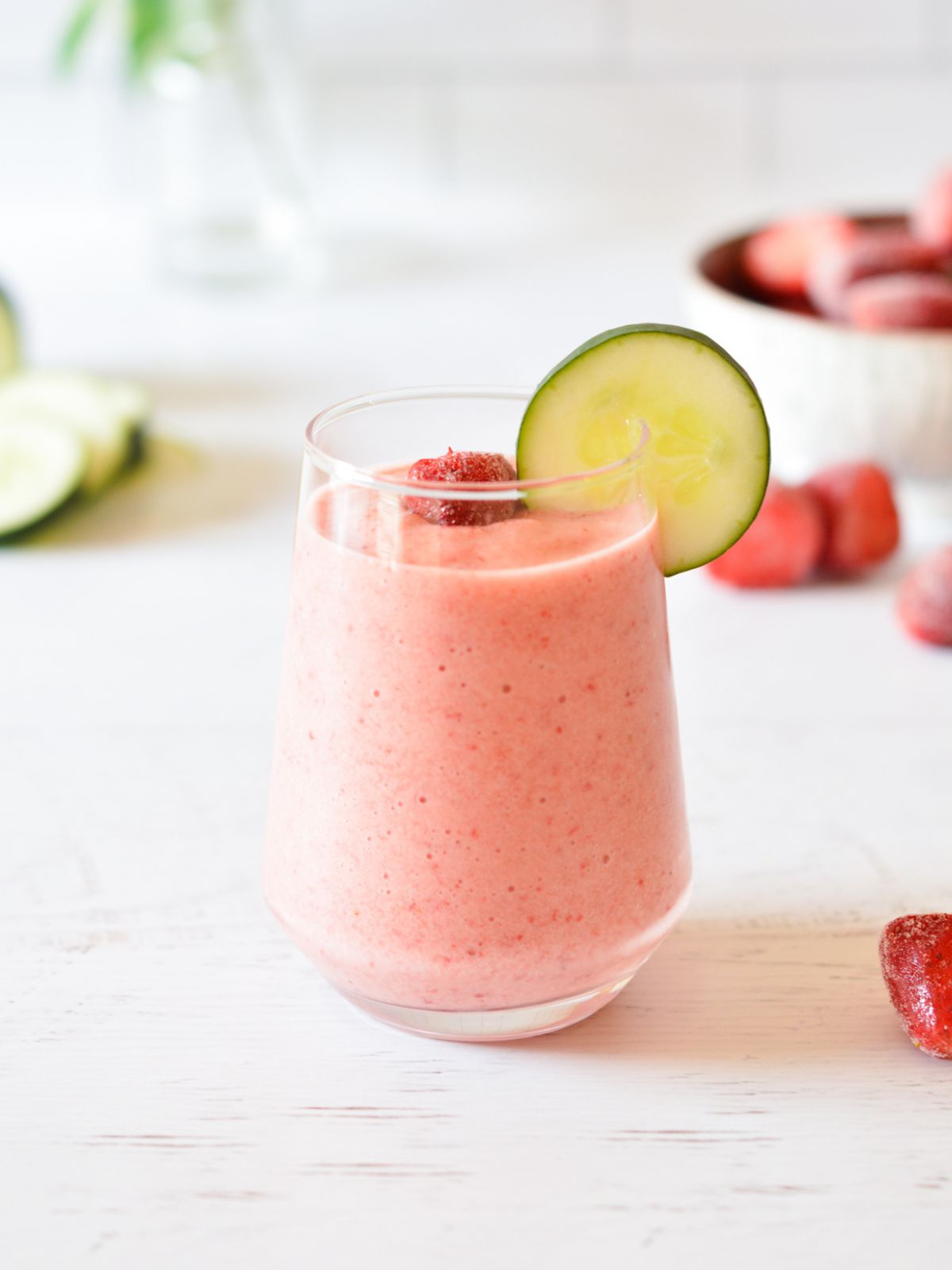 a strawberry cucumber smoothie.