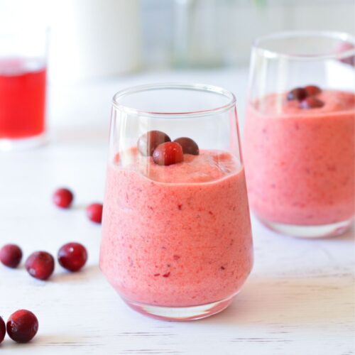 cranberry smoothie in a glass.