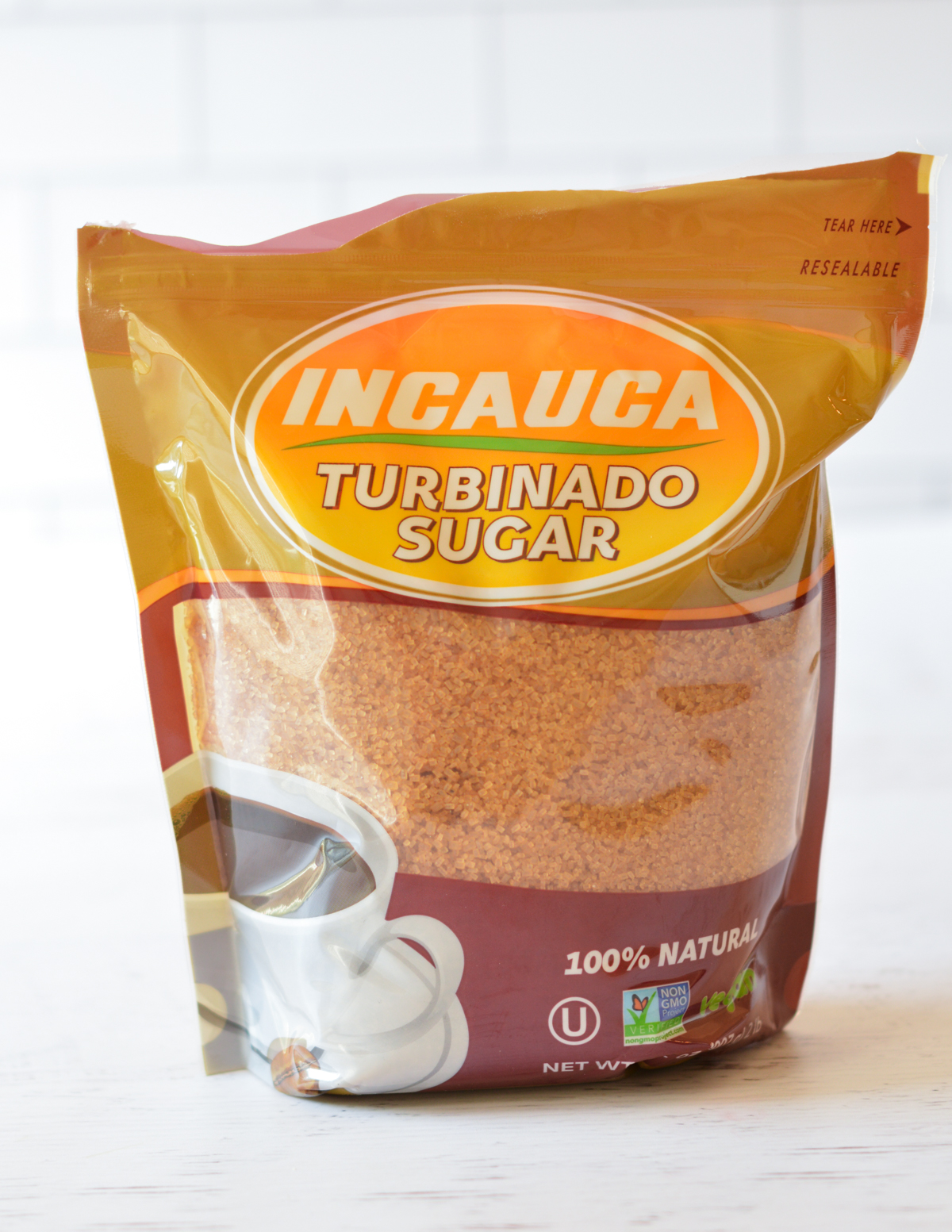 a bag of turbinado sugar.