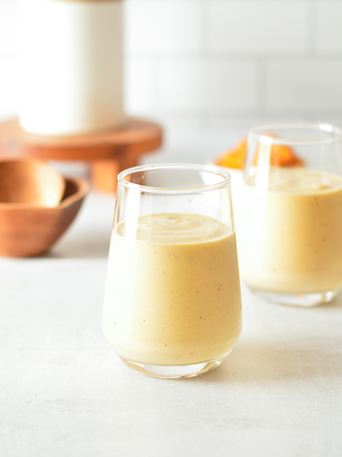 pumpkin smoothies in a glass.