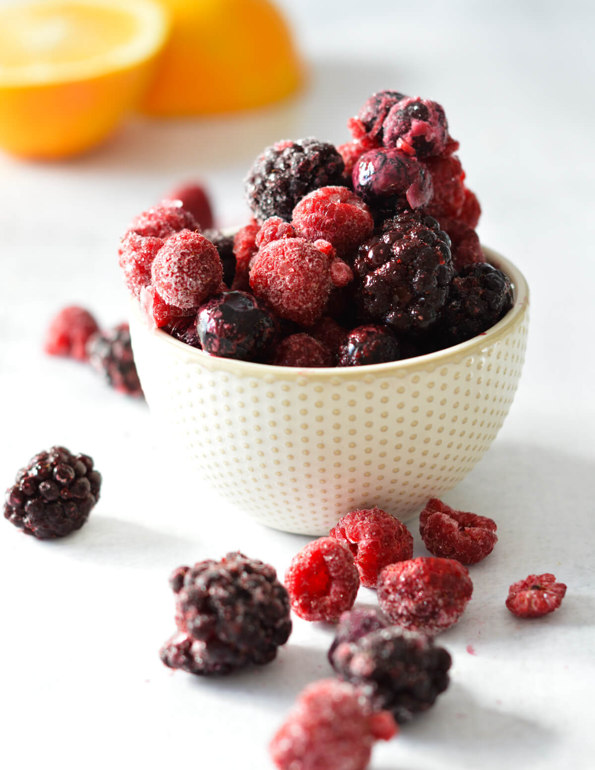 a small bowl of frozen berries.